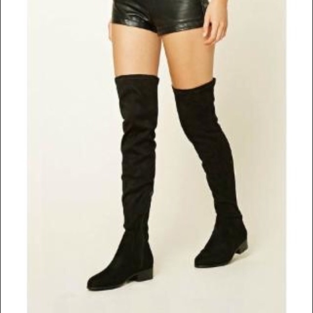 Faux suede thigh high boots
